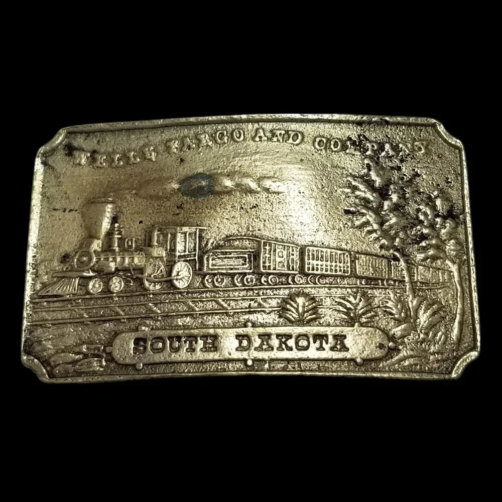 Vintage Belt Buckle Wells Fargo And Company South Dakota Steam Engine‎ Train
